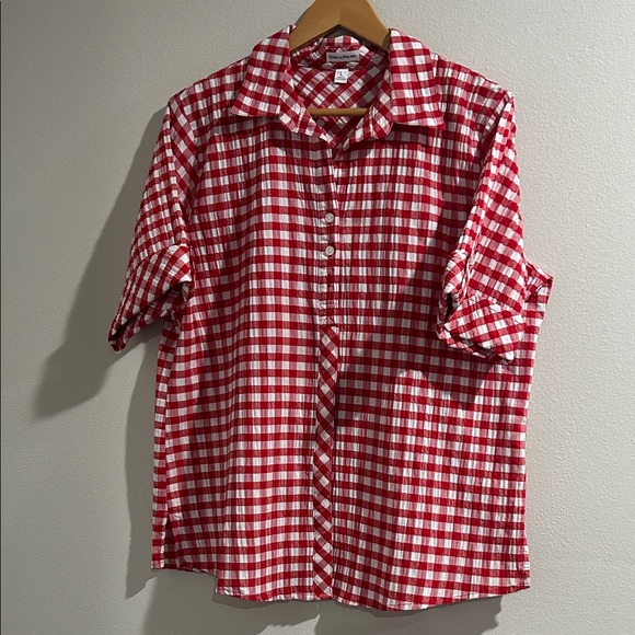 Rebecca Malone Tops - Rebecca Malone Red and White Checkered Blouse
